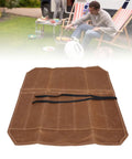 Open Seven Slot Waxed Canvas Chef Knife Roll Bag For Outdoor Camping And Travel with visible compartments in a backyard setting.