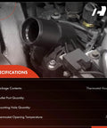 Heavy Duty Engine Coolant Thermostat Housing Assembly With Fresh O Ring Direct Bolt Swap Fits Acura Rlx And Honda Accord V6 35 Liter close-up showing specifications in engine.