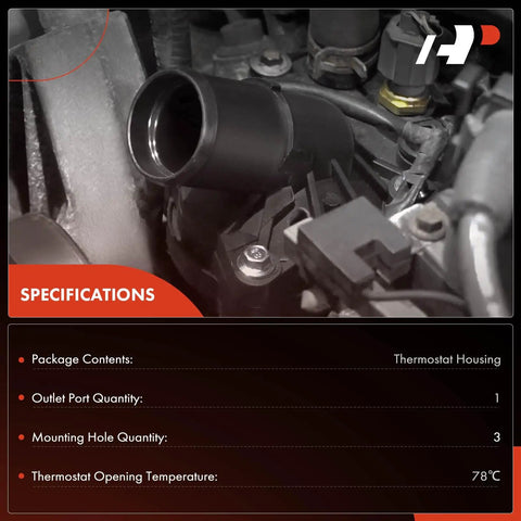 Heavy Duty Engine Coolant Thermostat Housing Assembly With Fresh O Ring Direct Bolt Swap Fits Acura Rlx And Honda Accord V6 35 Liter close-up showing specifications in engine.