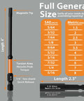 Side view of Amazon Impact 4-inch hex head Allen wrench drill bit set, 20pc, metric & SAE, 1/4-inch hex shank, magnetic tip