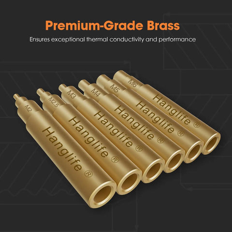 Heat-Set Insert Tips For Threaded Inserts M2 To M6 No-Fuss Soldering Iron Tips For 3D Printing in premium-grade brass