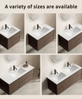 HAOCHRYSYPH Double Bowl Ceramic Sink, Milk White, 47.64 x 18.12 x 6.7 in. displayed in various sizes on vanities.