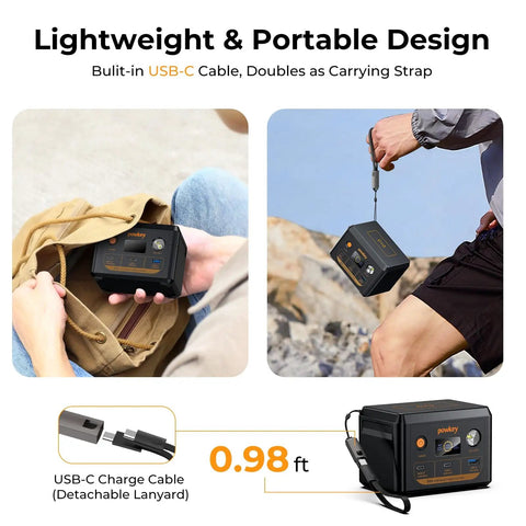 Laptop Power Station Your Go To 100W Portable Charger With 96Wh LiFePO4 Battery PD 3.0 Fast Charge USB C Multi Port shown in use outdoors
