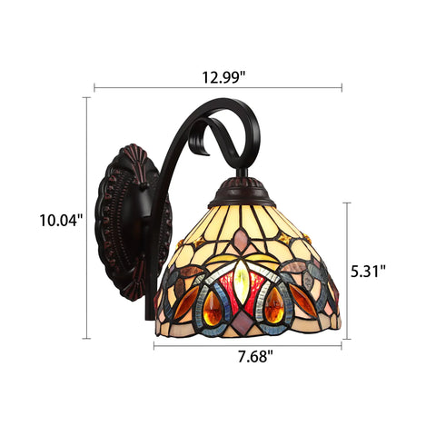 Serenity Victorian Tiffany Style Wall Sconce In Dark Bronze 1 Light Eye Candy Multicolor Glass With Crystals Indoor Lighting Fixture