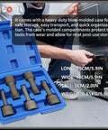 Five Piece Half Inch Drive Impact Wedge Proof Extractor Set For Bolt Removal And Safe Disassembly Extended Reach Design For Hard To Reach Fasteners For Tough Jobs in blue case