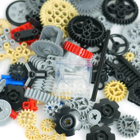 MaleKo Tech Gears And Axles Set Over 120 Pieces For MOC Car Building Blocks Accessories Wheels Pins Differential Gearbox Chain