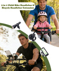 2-In-1 Kids Bike Handlebar Extender For Mountain Bikes And BMX, fits 25-32mm bars, shown on bikes with GPS and phone attachments