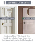 Security door lock image showing uneven versus flat door frame suitability for Heavy Duty Swing Bar Door Lock With Secure Latch Guard Clasp And Rust Resistant Zinc Alloy Frame For Inward Swinging Doors Hassle Free Mount Rock Solid Black Home Security.