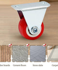 Rigid caster wheel, side view, red 1-inch wheel with metal mounting plate