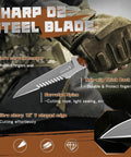 Beast Of A Fixed Blade Knife With D2 Steel Blade Toothed Spine for outdoor duty, showing serrated edge and no-slip grip.