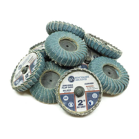 2 Inch Quick Change Zirconia Curved Flap Disc Wheel With Male R Type Back Design For Aggressive Finishing And Deburring Of Irregular Surfaces In Tight Spots For Die Grinder And More 10 Pack 80 Grit