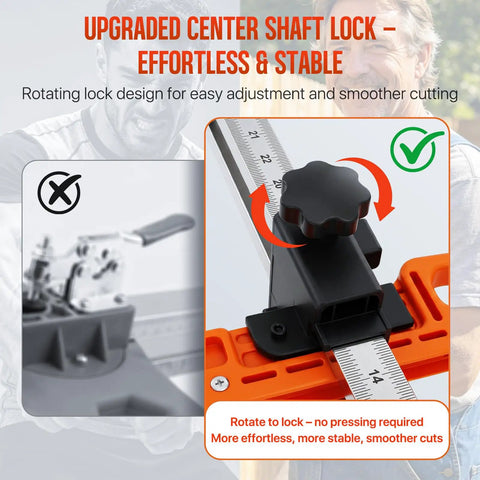 Pro Grade Drywall Cutter With Dual Bearing System Foldable Frame For Five Eighths To Twenty Four Inch Sheets Adjustable Sheetrock Tool With Carrying Bag And Ten Replacement Blades Precise Quarter Inch Three Eighths Inch Half Inch And Five Eighths Inch rotating lock detail