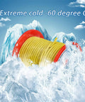 Badass 18 Gauge Yellow Silicone Wire 50 Feet Long Stranded Tinned Copper Core amidst ice, showcasing cold resilience.