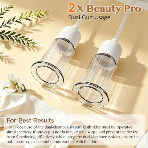 Electric Facial Cupping Set With Four Adjustable Modes And Twelve Speed Levels For Expert Lymphatic Drainage And Firm Skin Repair dual-cup design with glass cups for skincare.