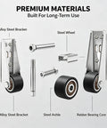 Heavy Duty Sliding Door Roller Wheels With Durable Rubber Track Guides For Smooth Barn Cabinet Drawer Glide Built To Take A Beating Fix Saggy Bottom Guide Casters Silent Roll Pack Two parts including alloy steel bracket and steel wheel.