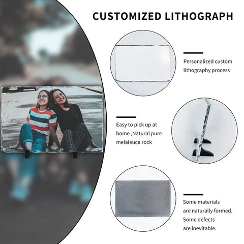 Two Pack 11.46x7.48 Inch Rectangle Sublimation Slate Frames With Stand showcasing personalized photo display.