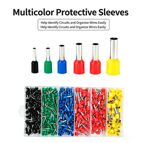 Premium Yoejuytr 1200 Pcs Cord End Terminals Kit With Ratchet Crimping Tool For Heavy Duty Electrical Wiring, Insulated Copper Ferrules Assortment In Durable Case, Perfect Gadget For Pros And DIY Whippers multicolor ferrules in storage case