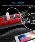 Plug And Play 200W Car Power Inverter Dc 12V To 110V Ac Converter With Dual Outlets Four Quick Charge Usb Ports And Type C Adapter in car console.