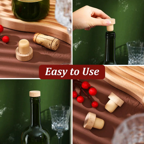 24 Piece T Shaped Cork Plugs Set Reusable Wooden And Rubber Wine And Beer Bottle Stoppers Easy Seal At Home Or On The Go
