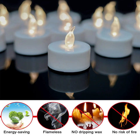 Flameless LED Tea Lights 50 Pack With 200 Hour Battery Realistic Flicker Warm White Glow Battery Operated Candles for Halloween
