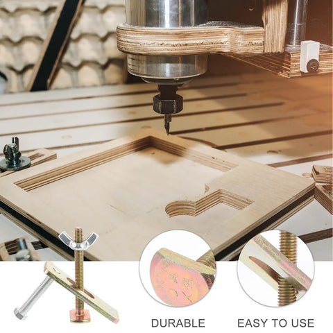 Beefed Up Steel Router Clamps Workholding Kit For CNC Engraving Machines Heavy Duty Hold Down Clamps showcasing durability and ease of use.