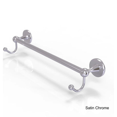 Shadwell Collection 30 Inch Towel Bar With Integrated Hooks In Satin Chrome, Solid Brass Build, Space-Saving Design