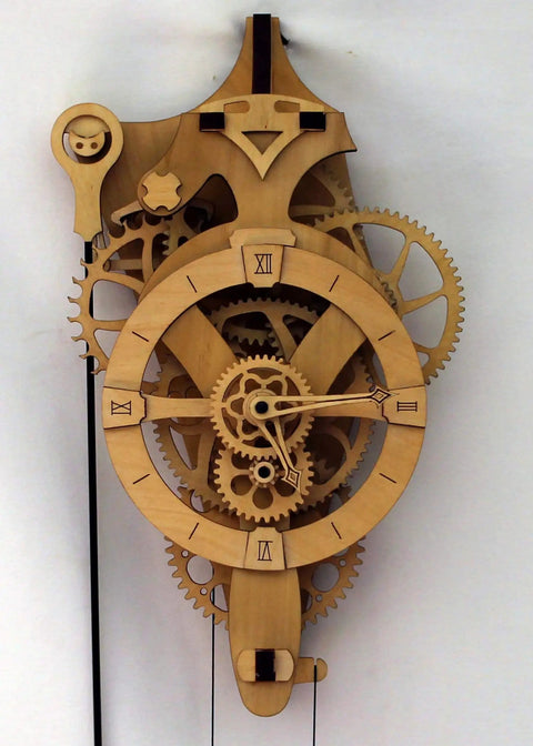 Mechanical Clock Kit For Walls 3D Wood Puzzle DIY With Pendulum And Wooden Gears No Batteries Needed Runs 36 Hours On One Wind