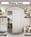 Sliding Barn Door With Hardware Kit, White Primed Solid Manufactured Wood Panel, Durable Track System, Room Divider View