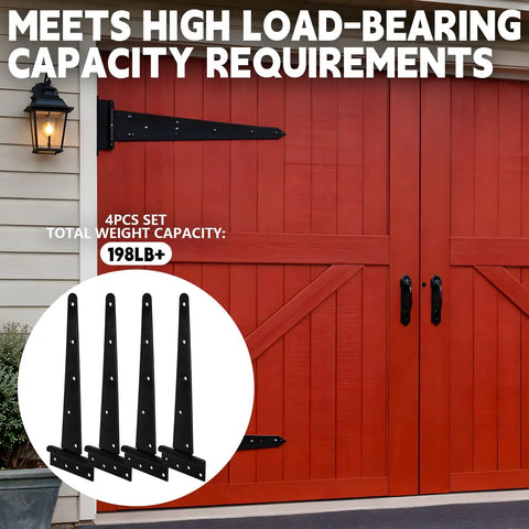 Four Piece 16 Inch Heavy Duty T Hinges Rust Resistant Wrought Iron Shed Barn Gate Door Hardware Built Tough As Nails on red barn door.