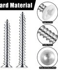 White Head Wood Screws Set 150 Pieces Size Six In Six Lengths Including Two Inch One And A Half Inch One And A Quarter Inch One Inch Three Quarters Inch And One Half Inch For Shutters Bookshelves Wall Plates Shiplap Blank Panels, close-up showing deep cut drive and quality thread.