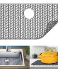 Silicone Sink Protector Mat For Kitchen Sinks 12 To 30 Inch Non Slip Raised Feet Gray Keeps Dishes Safe From Scratches In Stainless Steel And Ceramic Sinks Cushioned And Durable Easy Clean Design