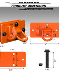 Two Pack Tractor Bucket Hooks With Tie Down Ring, Grade 70 Forged Steel Bolt On Grab Hook Tow Hook Mount dimensions, orange