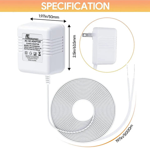 24V Doorbell Transformer With 16.4 Ft C Wire Power Supply For Smart Doorbells That Play Nice With Nest Hello Wyze Eufy SkyBell Arlo