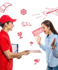 Person delivering package with Pink 6x10 Bubble Mailers With Self Seal Padded Envelopes Patterned With Fancy Daisies Usable Size 6x9