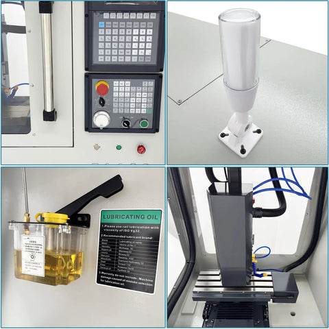 Control panel, spindle, lubrication system, and workbench of High Speed CNC Drilling And Milling Machine For Metalworking With 12000 RPM Spindle 15.75 By 5.51 Inch Workbench Workhorse CNC Tool For Tapping And Cutting 220V Benchtop Machine