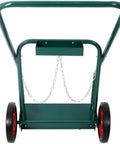 Heavy Duty 440 Lbs Welding Cylinder Cart With 10 Inch Solid Rubber Wheels Dual Oxygen And Acetylene Tank Dolly Removable Steel Cart For Secure Gas Cylinder Transport And Storage Green, front view
