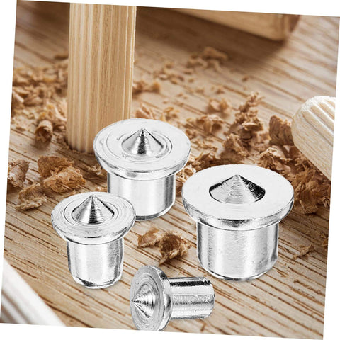 Stainless Steel Dowel Pin Set Five Pack With Dowel Center Transfer Plugs In 6Mm 8Mm 10Mm And 12Mm showing precise hole alignment in wood.
