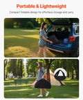 Woman carrying Folding Camping Table For Outdoor Adventures Portable Lightweight Picnic Table With 66 Lb Capacity Waterproof 600D Oxford Fabric in carry bag