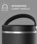 Slick Rugged Badass 25 Oz Double Wall Vacuum Insulated Food Storage Jar With Wide Mouth Leak Proof Lid Keeps Your Grub Scalding Hot Ten Hours Or Ice Cold Sixteen Hours Matte Black integrated carry handle detail.