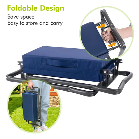 Heavy Duty Garden Kneeler Seat And Gardening Stool With Thick Detachable Kneeling Pad, Fold And Go Design, Easy To Store, 330 Lb Capacity