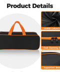 Large Capacity Grill Utensil Storage Bag For Outdoor Grilling, Heavy Duty 1680D Oxford Fabric, tear-resistant, black with orange trim