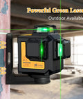 Self Leveling Laser Level Tool With 3x360 Degree Green Beam Lines mounted on wall with magnetic base in construction site