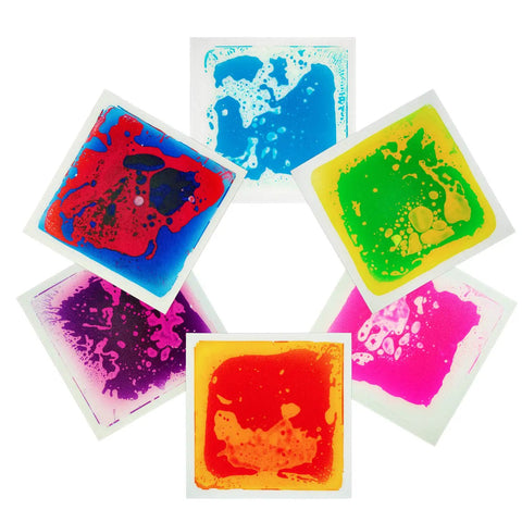 Colorful variety of Liquid Encased Floor Tile For Kids Room In Cosmic Blue 11 8 Inch Square Kid Friendly Anti Slip Backing Non Toxic