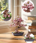 3D Puzzle Kit For Adults Sakura Bonsai Cherry Blossom Wooden Flower Craft Set For DIY Lovers Build A Dope Bonsai Tree Perfect Gift For Mothers Day Christmas Or Birthday 6.3x4.3x6.6 inch wooden model on desk