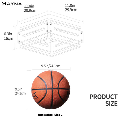 Farmhouse Two Light Ceiling Light Fixture Rustic Flush Mount With Wood And Metal size comparison with basketball