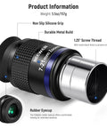 Zoom Telescope Eyepiece 7-21mm Focal Range For Astronomy with 1.25 inch barrel, durable metal build, silicone grip, rubber eyecup.