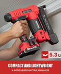 Cordless 18 Gauge Brad Nailer And Electric Stapler Duo With 2.0Ah Battery Charger Skip Tank Drama And Ready To Rock Bulk Fastener Kit, 5.3 lbs, handheld use.