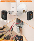 Circuit Breaker Finder And GFCI Outlet Tester Digital Receiver Pro Grade With Color Screen NCV Detection For Home Electrical Safety Includes Carrying Case And Adapters 90 To 135V AC Circuits FTCT02 in use with adapters