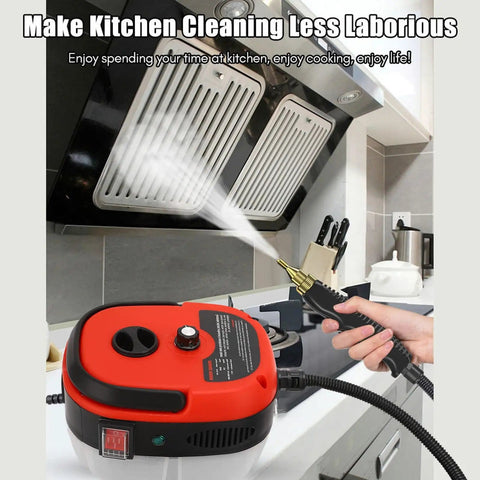 Heavy Duty 2500W Handheld Steam Cleaner With High Temperature High Pressure For Kitchen Appliances Range Hoods And AC Vents in use