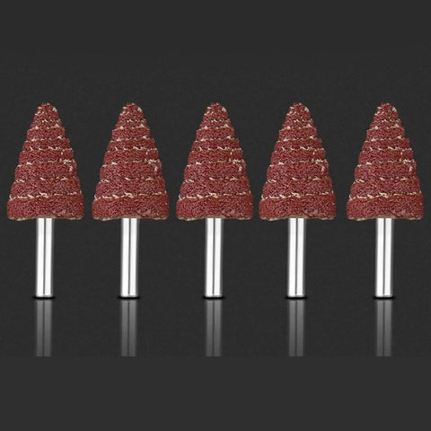 Premium 5 Pcs Cone Shaped Sanding Flap Wheels With 3mm And 6mm Shank for grinding and polishing on metal and wood.
